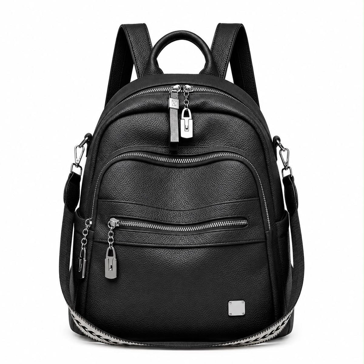 multi-pocket PU leather women's casual backpack