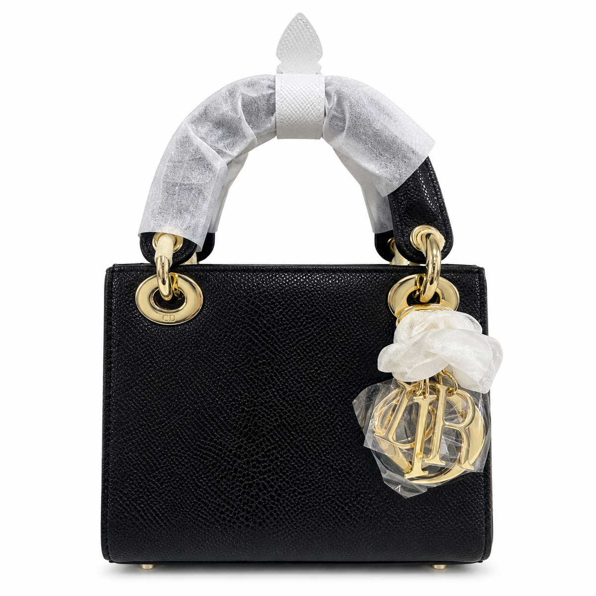 Christian Dior Mini Lady Dior Bag
Black Strass Cannage Satin