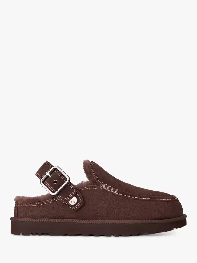 Evelina Goldenstar Suede Clogs, Burnt Cedar