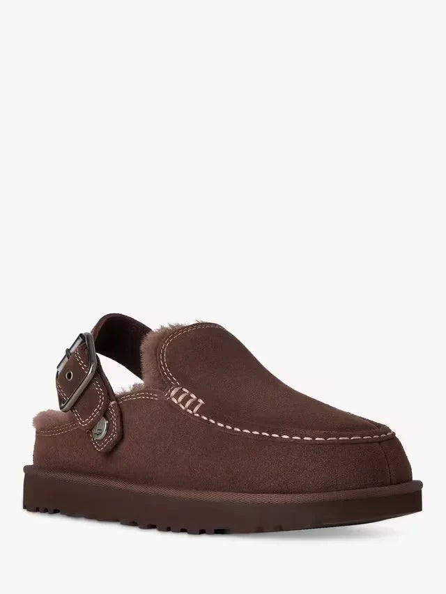Evelina Goldenstar Suede Clogs, Burnt Cedar