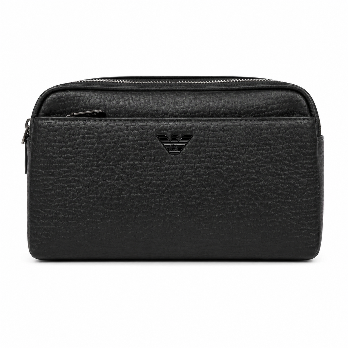 Luxury Black Monogram Leather Wristlet Clutch Bag