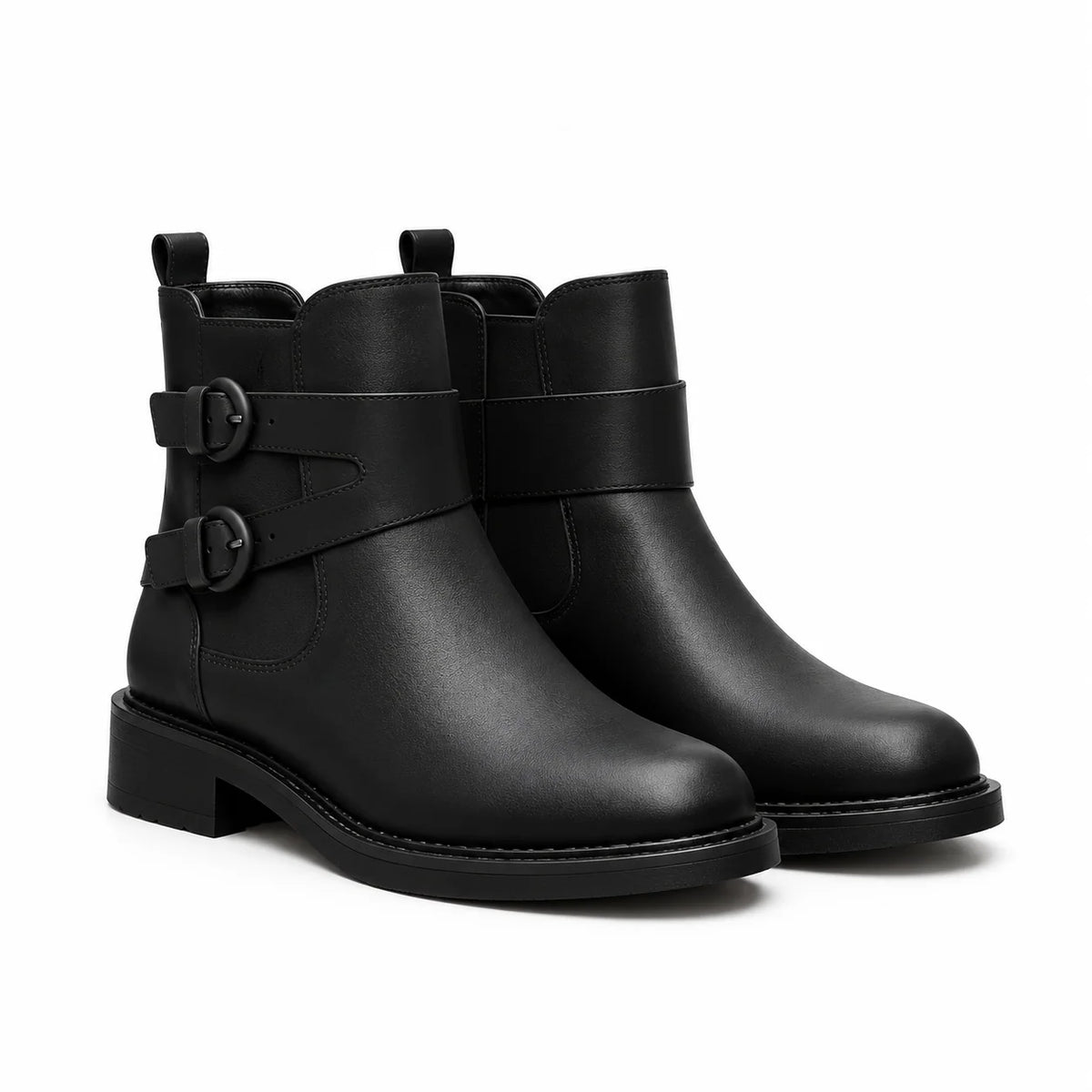 Black Buckle Ankle Boots