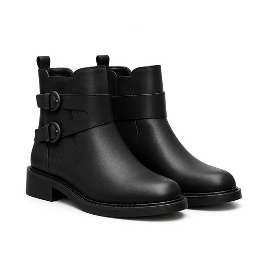Black Buckle Ankle Boots
