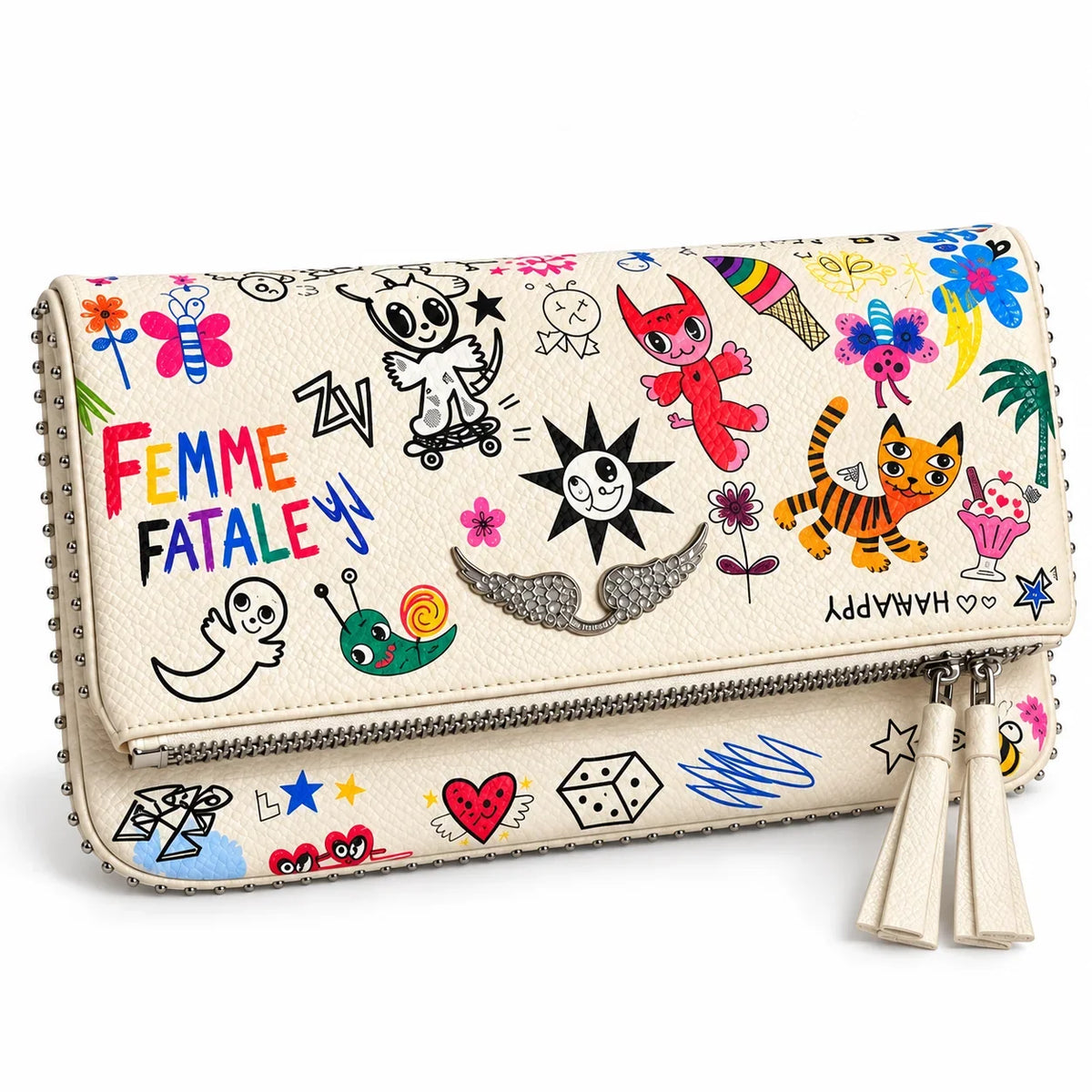 Zadig & Voltaire White Leather Rock Clutch