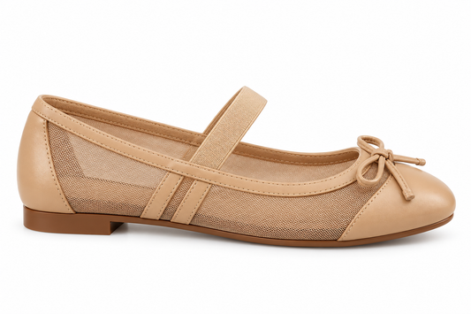 Elegant Cream Bow Ballet Flats