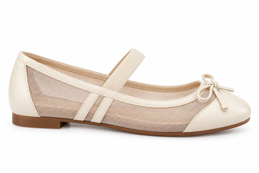 Elegant Cream Bow Ballet Flats